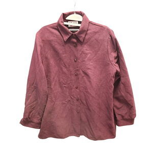 Maggie Sweet Womens Button Up Shirt Maroon Size Medium 100% Polyester LongSleeve